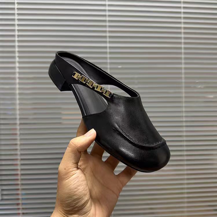 Модные женские тапочки, босоножки на каблуке, удобные мюли, женские лоферы 2025, брендовая повседневная обувь, летние сандалии из мягкой кожи с неглубоким вырезом