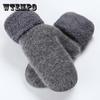 Gloves Female Winter Plus Velvet Thickened Warmth Double Layer Student Full Finger Cute Korean Bike Ride