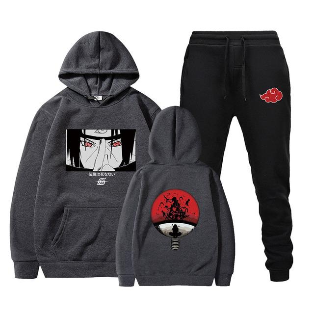 Мужской спортивный костюм из 2 предметов, популярная толстовка с капюшоном в стиле аниме + брюки, спортивный костюм унисекс в стиле Харадзюку, манга, толстовка с капюшоном + спортивные штаны, спортивные костюмы