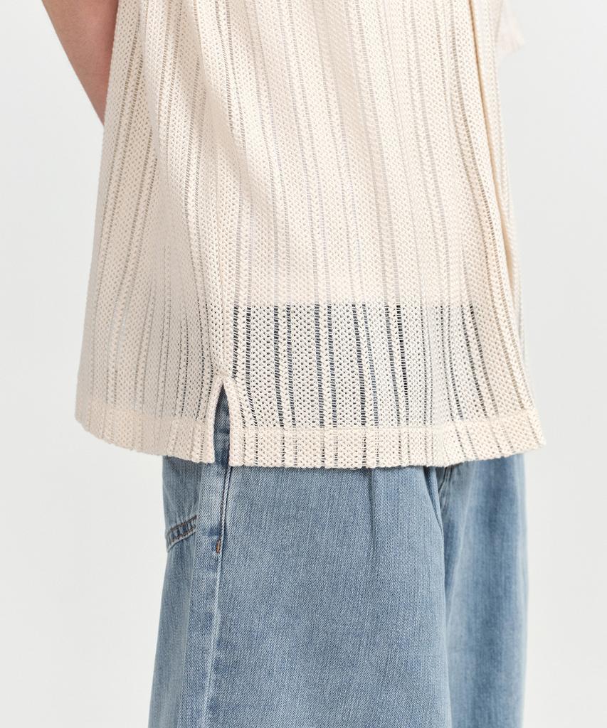 MUSINSA STANDARD Relaxed Crochet Short Sleeve Shirt [Ivory]