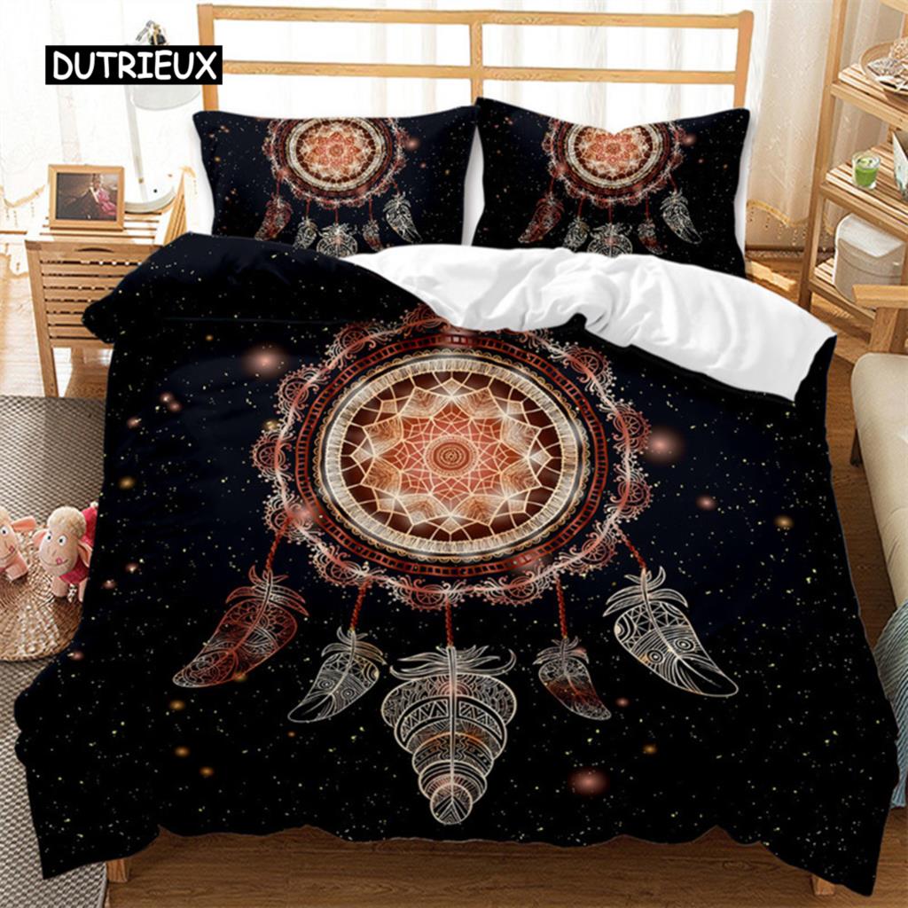 Пододеяльник Dreamcatcher Bohemia Mandala Floral Feather Комплект постельного белья King Single для детей и взрослых Микрофибра Starry Sky Пододеяльник