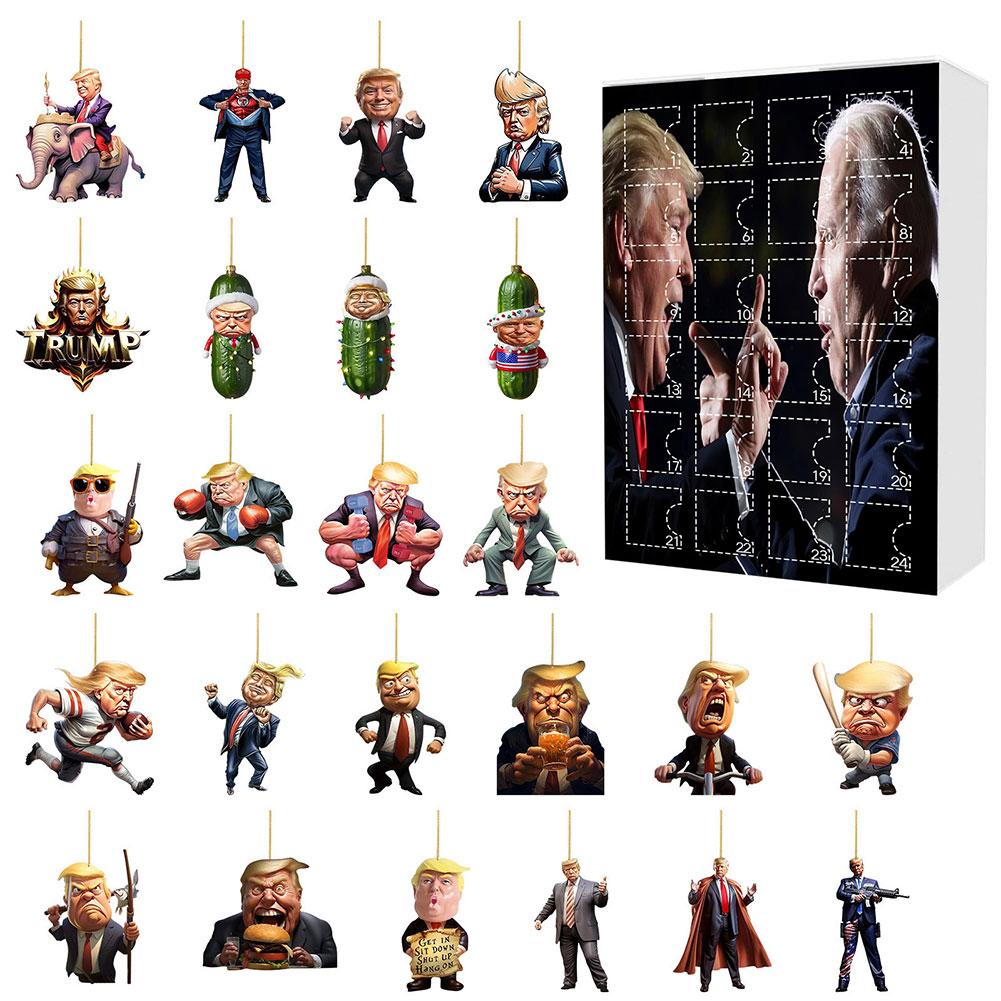 24-дневный календарь обратного отсчета на Рождество Трамп Рождественские украшения Рождественские подвесные елочные украшения Подарок для сторонников Дональда Трампа