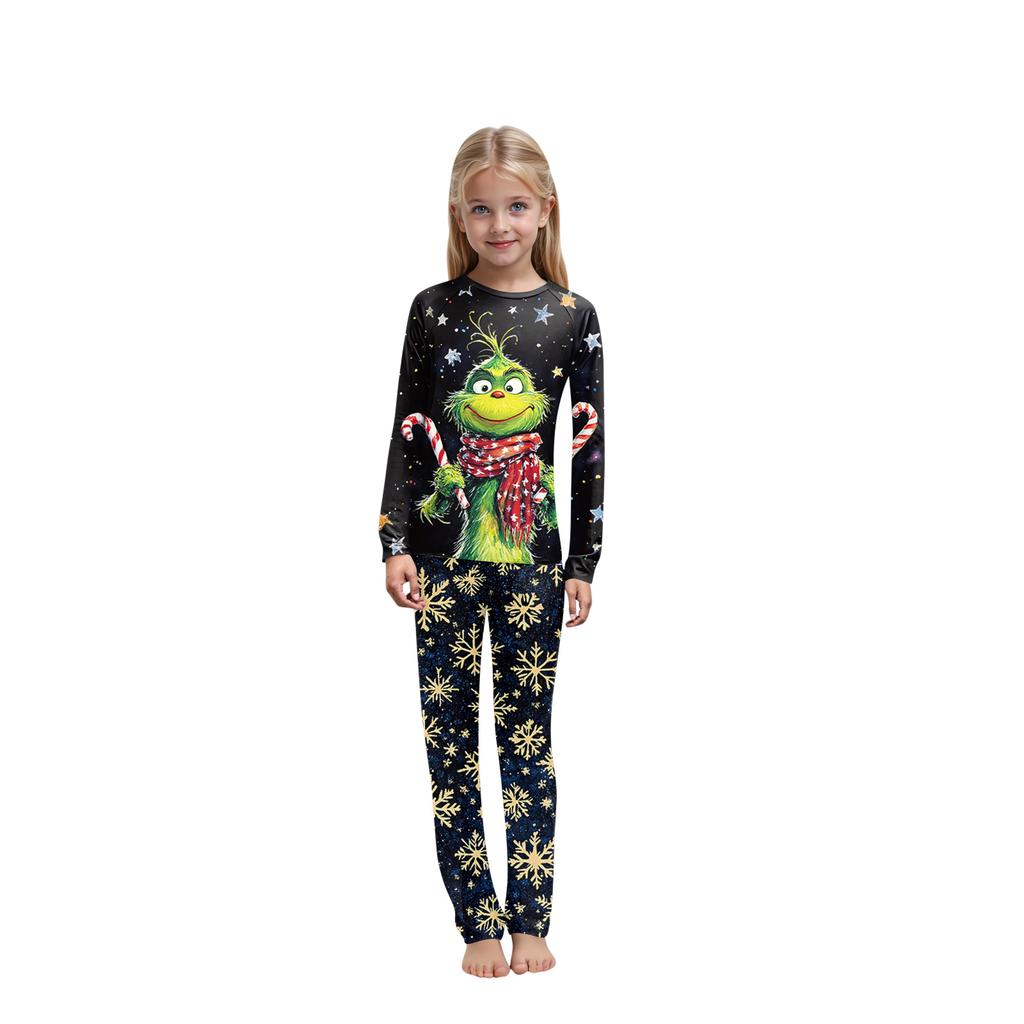 Christmas Print Family Outfit Long Sleeve Top + Pants Set Family Outfit
