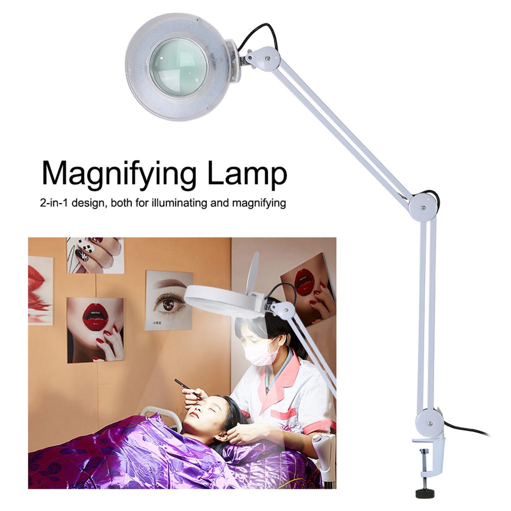8X Illuminated Desktop Magnifying LED Lamp with Clamp Swivel Arm Reading Medical Beauty AU 220V