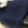 Deep Blue Handwoven Throw Blanket With Ultra Thick Yarn For Cozy Home Decor
