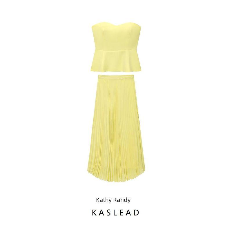 Kaslead New Arrival Women's Fashion Style Fashion Minimalist Slim Fit Tube Top Tops Half-Length Dress Suit