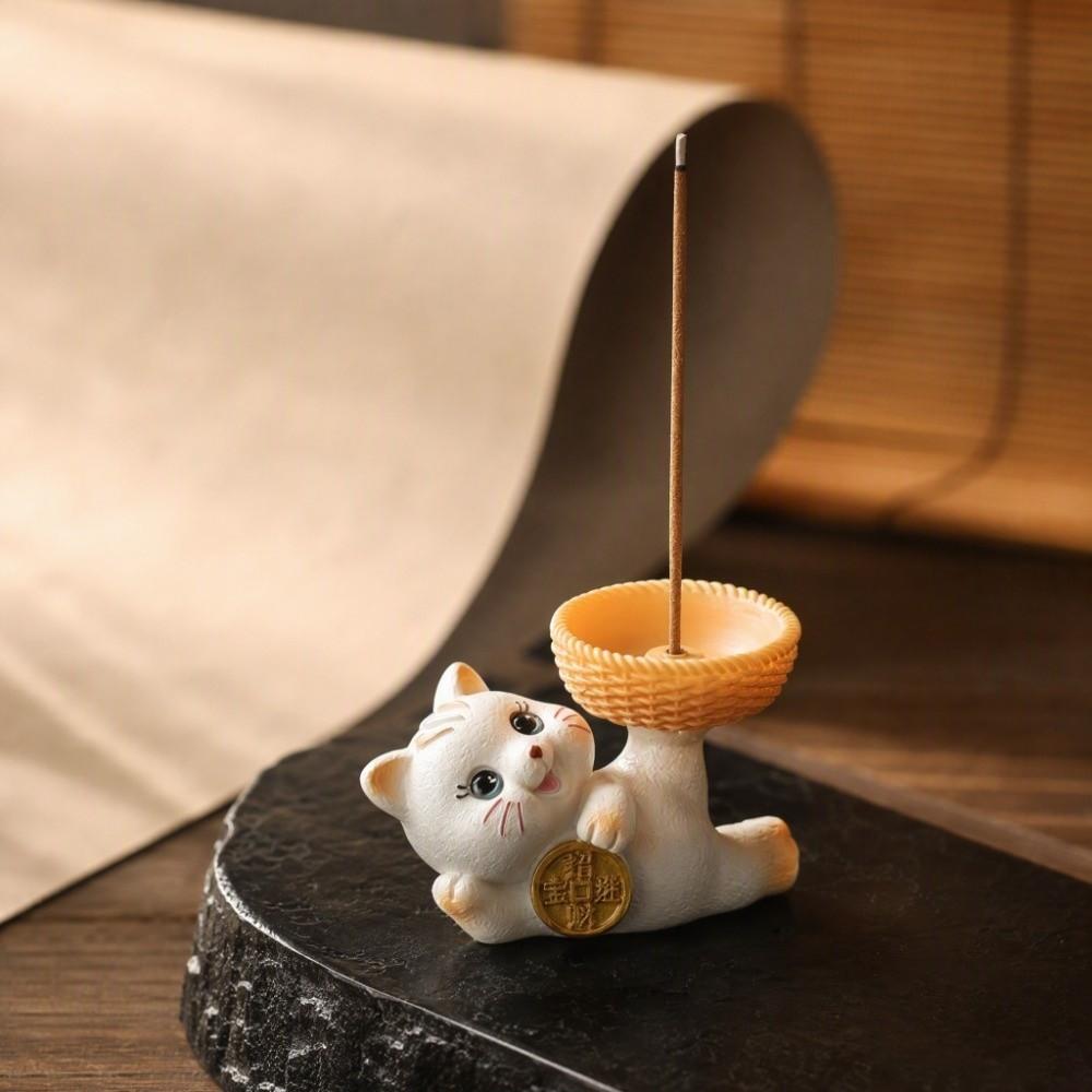 Cartoon Good Lucky Cat Cat Tabletop Incense Base Sleep Aid Cat Censer Holder Aromatherapy