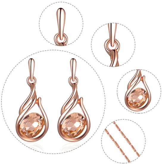 Женщины горный хрусталь овальный искусственный кварц кулон серьги-гвоздики ожерелье комплект ювелирных изделий