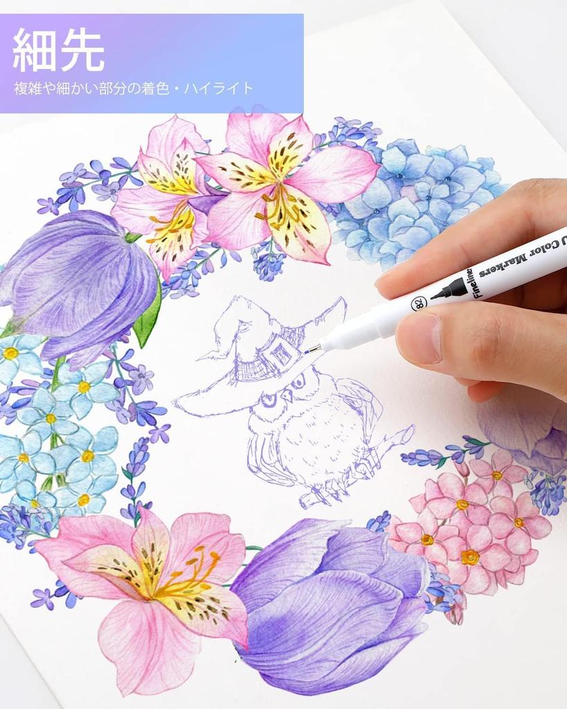 Кисть-маркер Ohuhu Art Watercolor Fude Fine Picture Coloring Storage Case включает в себя 120 ручек, наконечников, ручек, на водной основе, тип, Fude/дополнительная кисть, яркая,