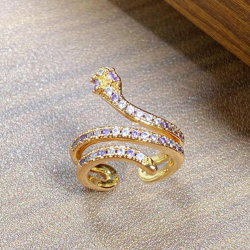 Halloween Punk Serpentine Zir*****Pen Ring Spirit Snake Series Personality Niche Hip Hop Ring Girl