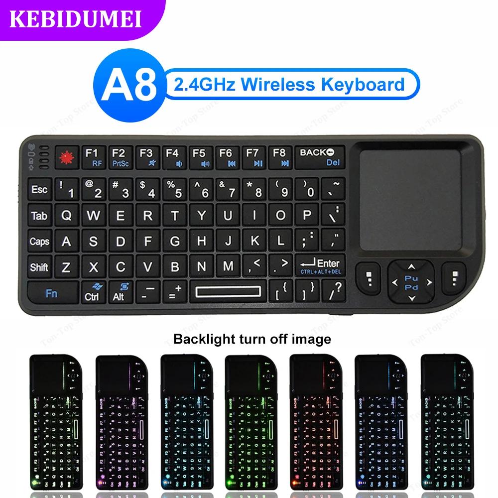 2.4G Wireless Keyboard with Touchpad 7 Color RGB Keyboard with RF Function Portable Mini Keyboard for Laptop TV Box Meeting