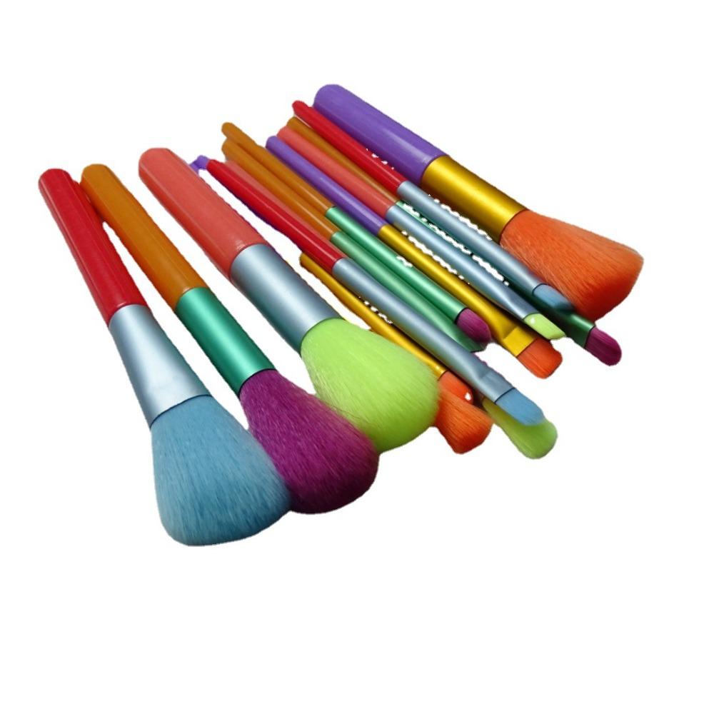 15Pcs Synthetic Hair Makeup Brushes Set Rainbow Colourful Make Up Brush Set Makeup Beginner