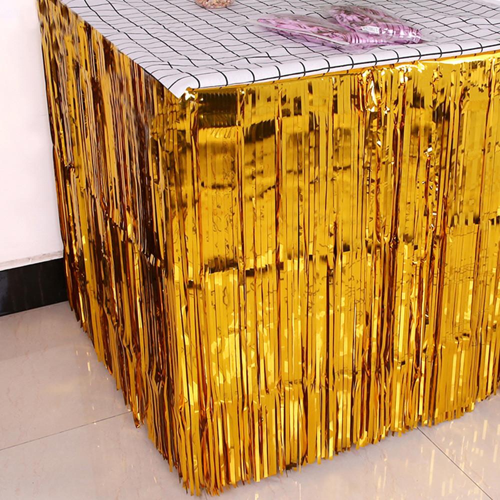 Элегантная 2,75-метровая юбка для стола из дождевого шелка цвета розового золота для потрясающего декора на день рождения