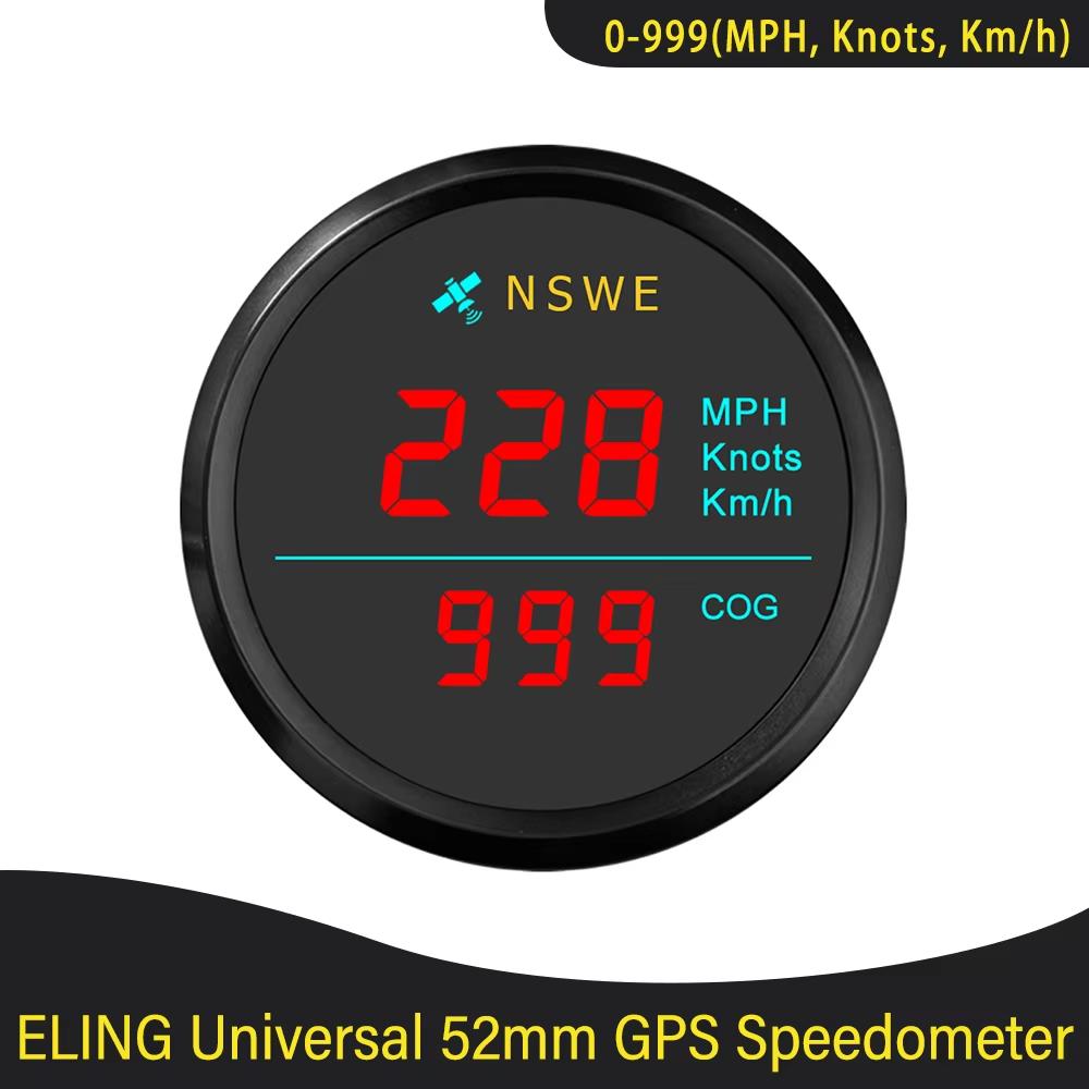 Новый GPS-спидометр 52 мм 0-999 миль/ч, узлов, км/ч, регулируемый, с компасом, для морских лодок, яхт, универсальный 12 В 24 В, без одометра