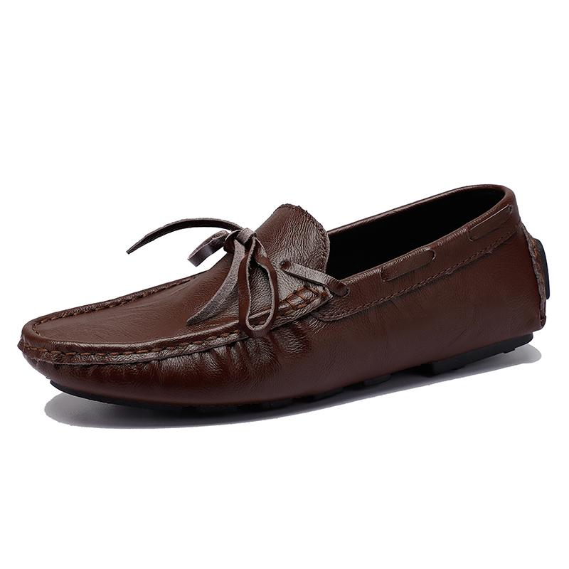 Fashion Soft-Soled Ultra-light Loafers Elegantes Mens Casual Leather Shoes Breathable Slip On Flats Solid Color Man Moccasins Boat Shoes
