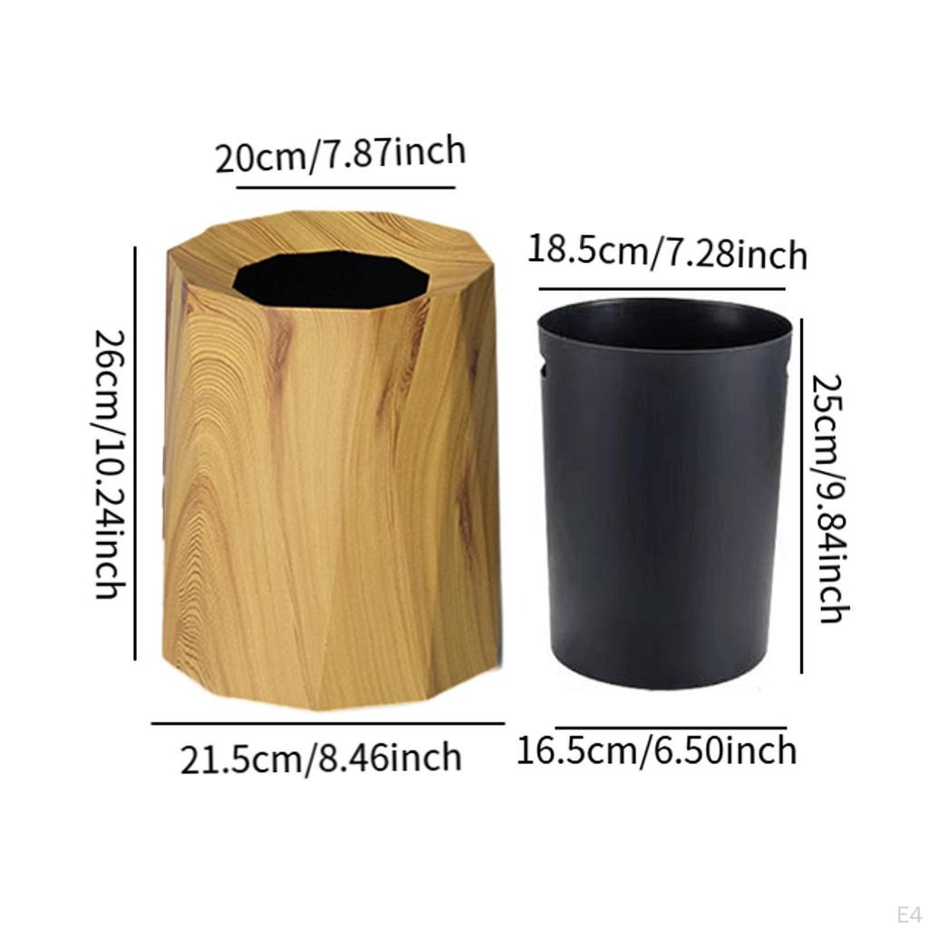 Round Trash Can Rubbish Bin Household Decorative Reusable Waste Basket for Laundry Room