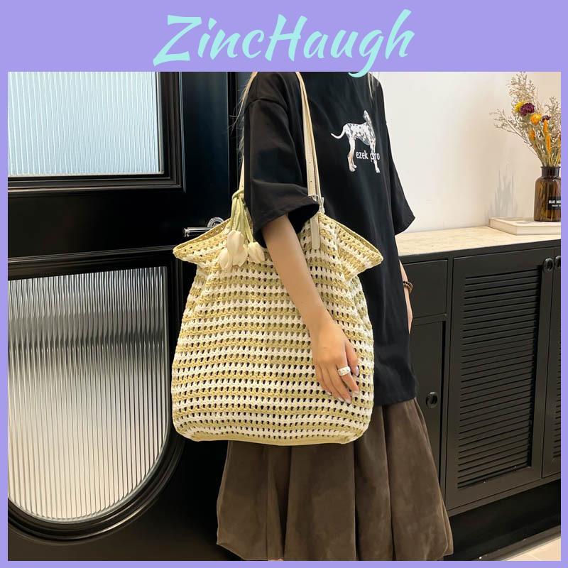 Woven Straw Bag For Women With Large Capacity And Shoulder Straps