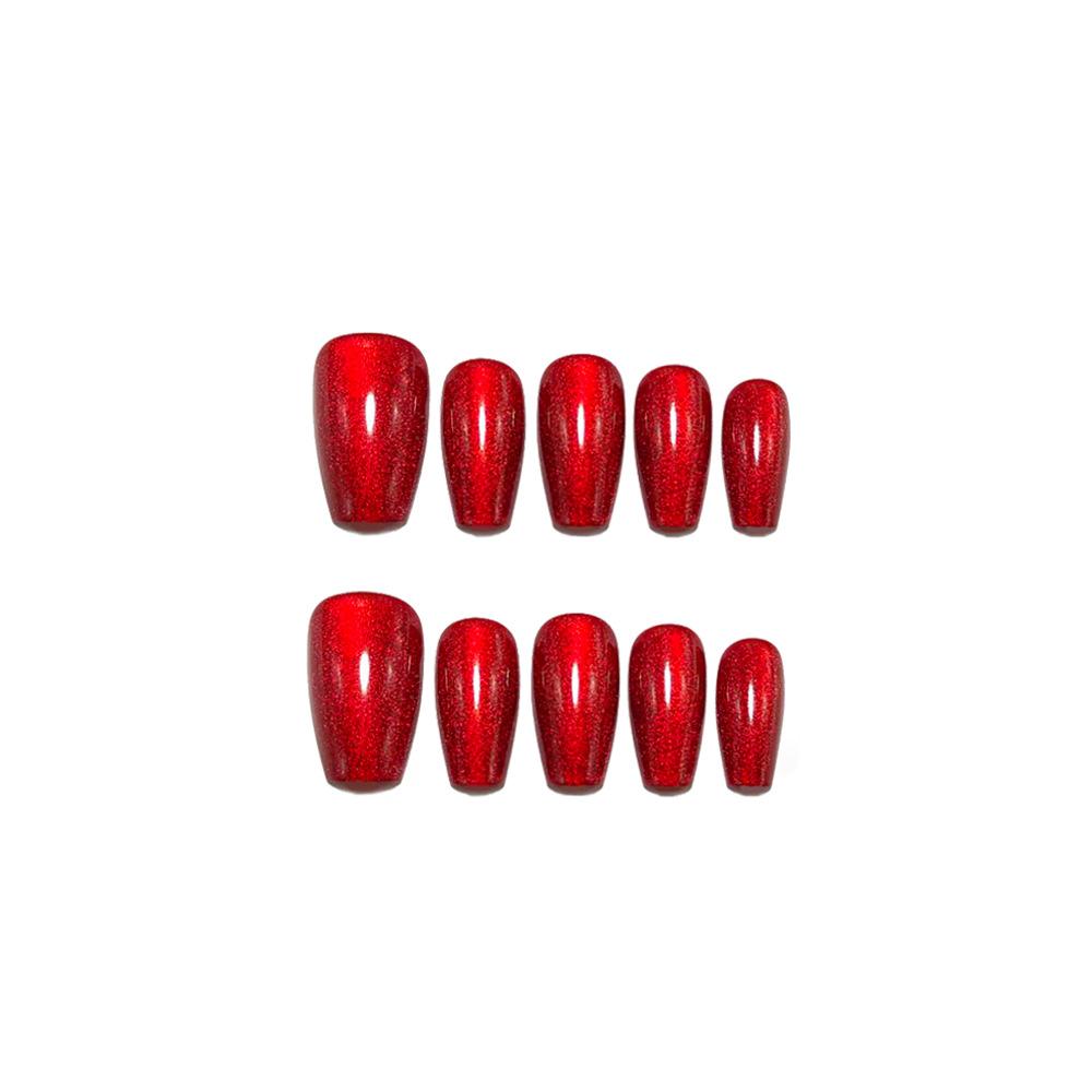 Wearable Nail Polish Removable Solid Color Wine Red Manicure Patch Nail Patch Coded 10 Piece Manicure Patch