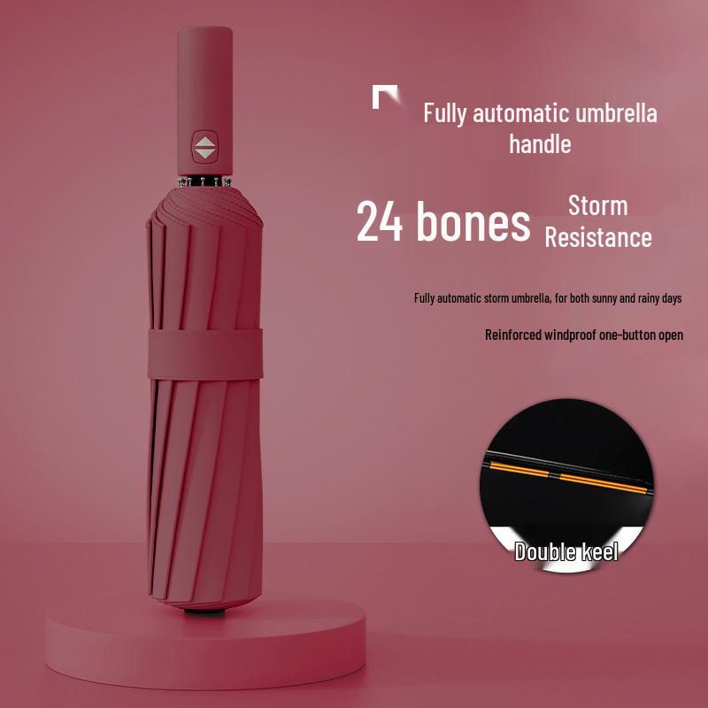 Полностью автоматический трехслойный зонт с черным клеем и защитой от УФ-лучей с логотипом для дождя или солнца