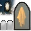 Halloween Novelty Ghost Mirror Light-up Hologram Ghost Mirror with LED Light for Haunted House Indoor Bedroom Kitchen Fireplace Decor