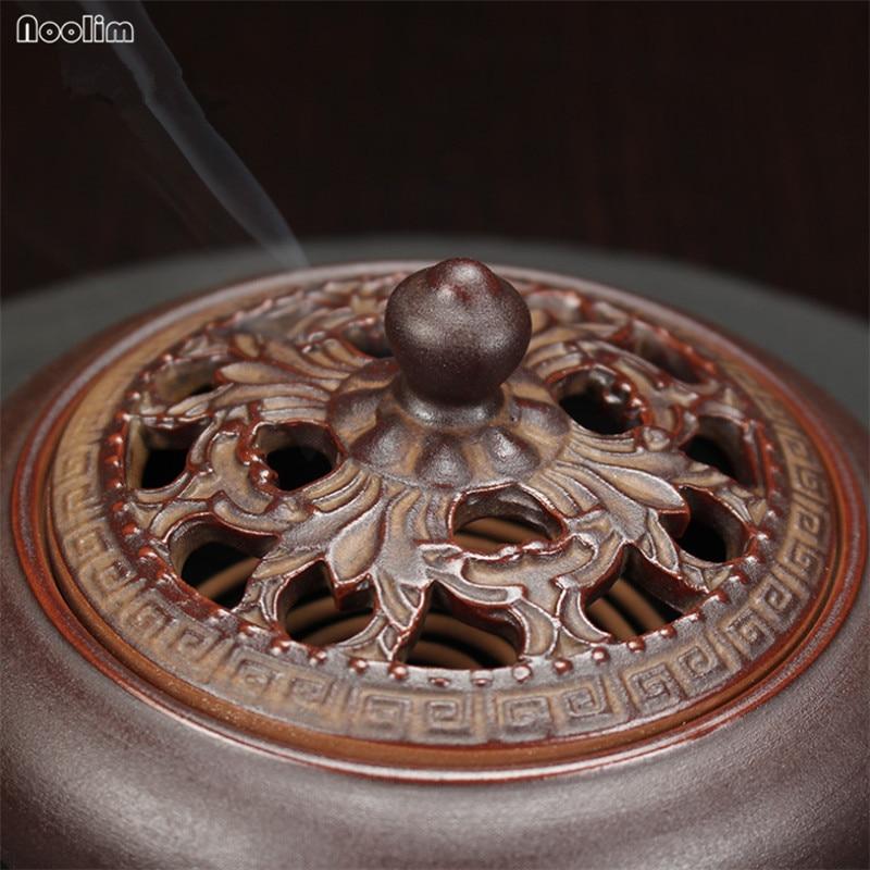 Retro Ceramic Incense Burner Vintage Portable Aroma Censer Buddhism Incense Holder Home Decor
