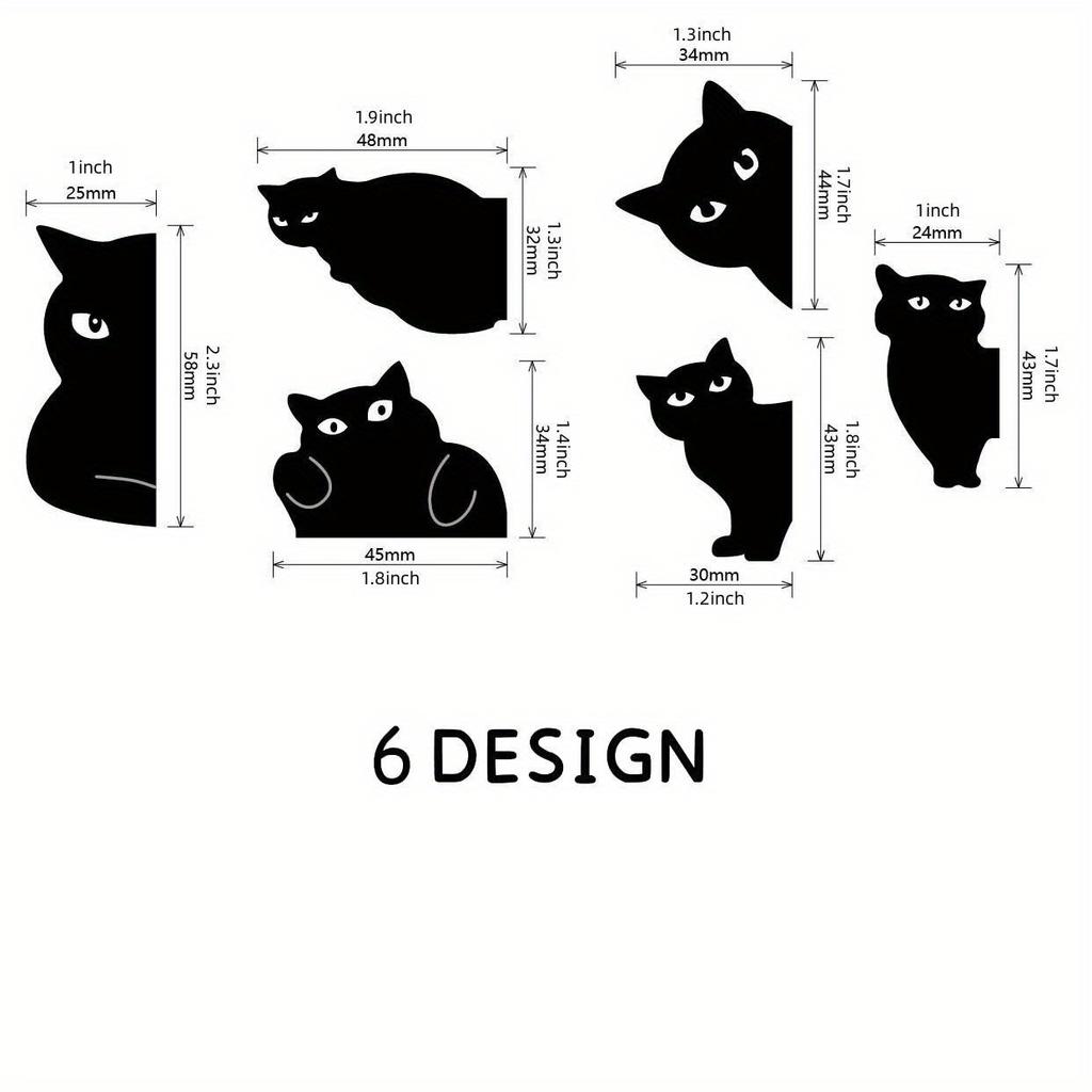 6pcs/set Black Cat Creative Bookmark For Books Cute Cartoon Magnetic Book Page Marker Unique Reading Gifts Literary Style Folding Bookmark Clip