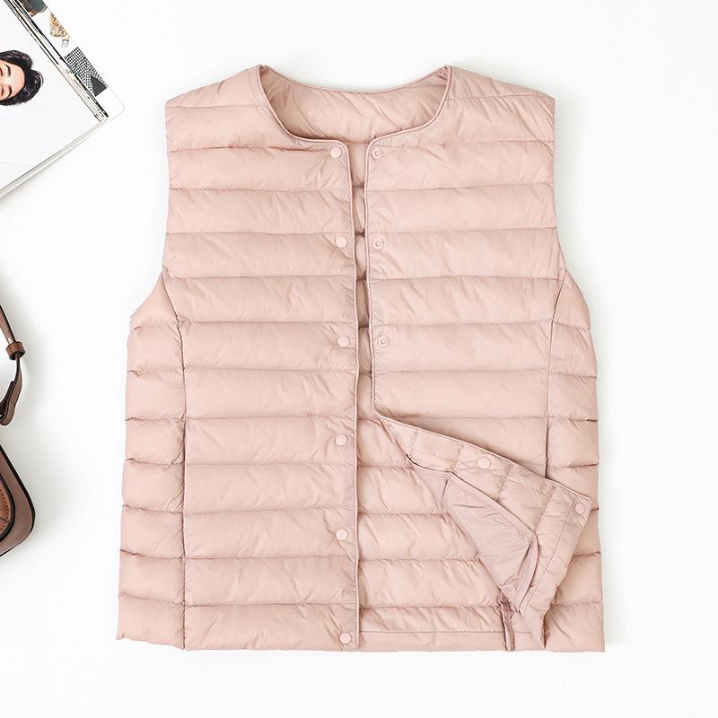 Женская 2025 Легкая Приталенная Куртка Пуховик с Коротким Круглым Вырезом - Теплая 90% Утиный Пух