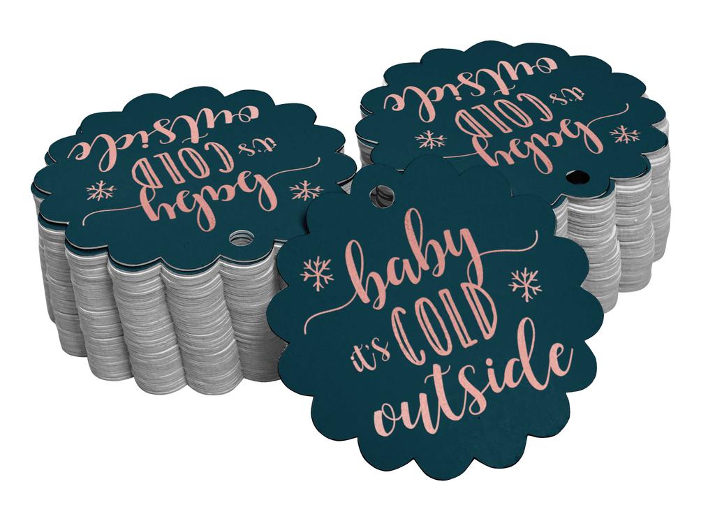 Inkdotpot Gold Foil Paper Hang Tags Baby It's Cold Outside Baby Shower Favor Tags 100