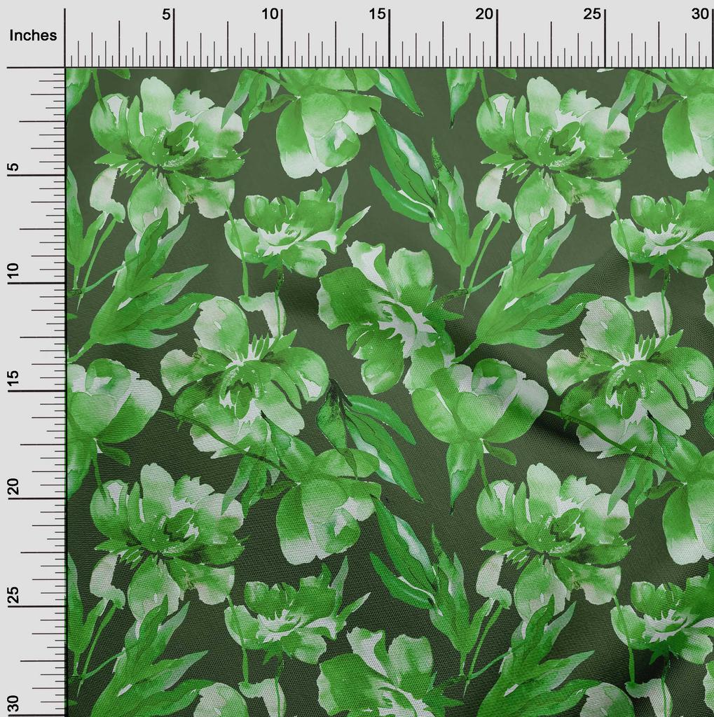 oneOone Хлопчатобумажная гибкая зеленая ткань с цветочным принтом, принадлежности для квилтинга, швейная ткань с принтом в ярдах, 40 дюймов