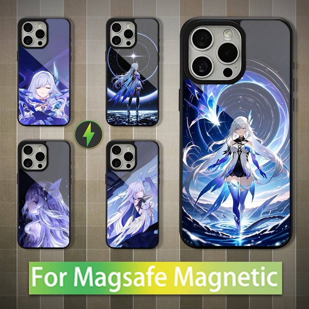 Genshin Impact Skirk Игра Для iPhone 15,Mini,13,Max,11,12,Pro,16,17,14,Plus,Для Magsafe,Магнитный Чехол для Беспроводной Зарядки