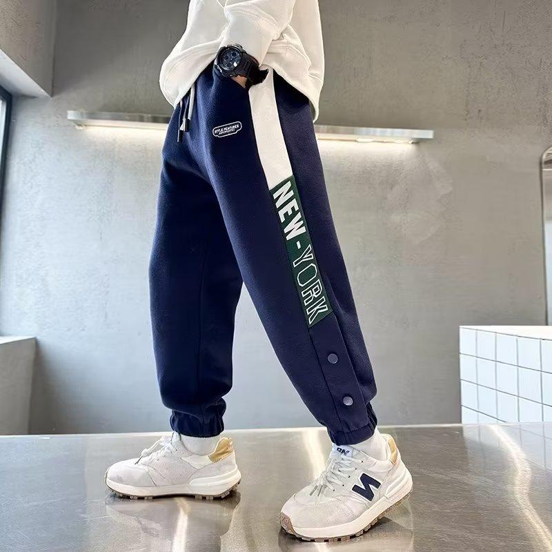 Брюки для мальчиков весна-лето-осень Брюки для детей и подростков Тонкие детские спортивные прямые брюки Модные брюки с тремя полосками Модные