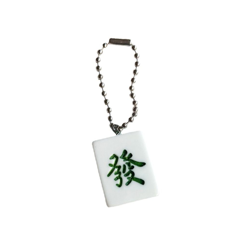 Lucky Mahjong Keychain Resin Chinese Style Pendant Creative Mahjong Keyring  Car Key Pendant