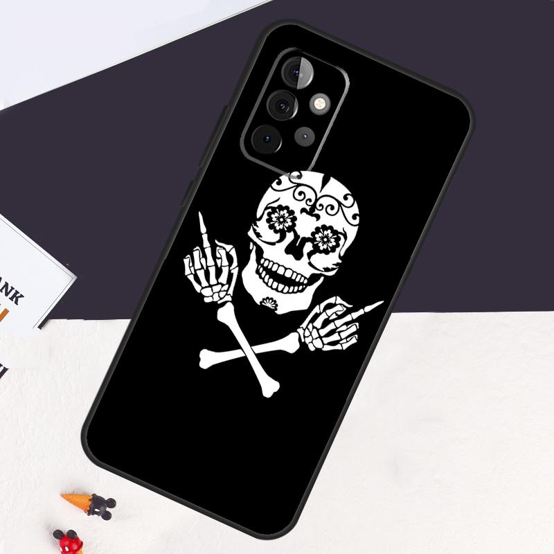 Кейс-череп с костью среднего пальца Для Samsung Galaxy A13 A35 A15 A55 A53 A33 A36 A56 A26 A16 A22 A32 A52 A54 A34 A05 A06