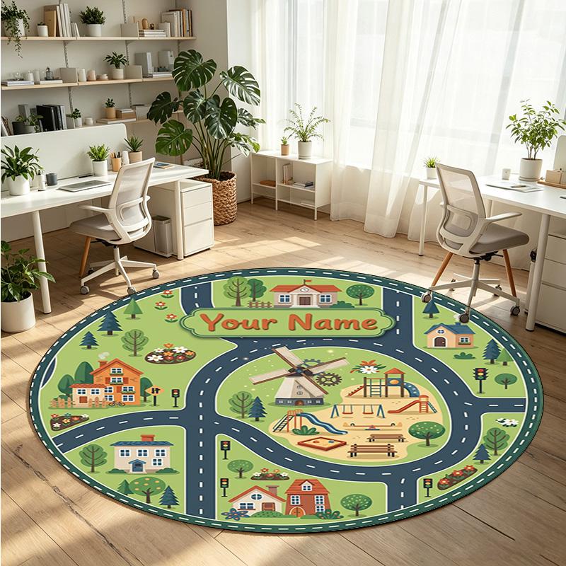 Other Art (90) Theme Round Crystal Velvet Rug Custom Name Text Personalized Floor Mat Home Decor Non Slip Crystal Carpet