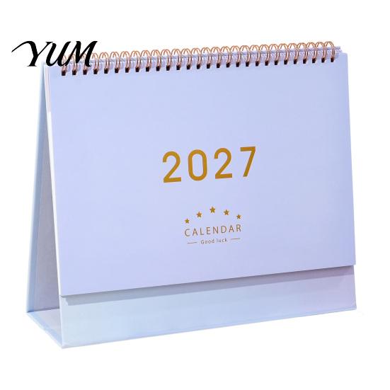 Stationery for Daily Tasks 2027 Desk Calendar, Standing Flip Desktop Minimalist Gold Foil Cover Professional Appointment Calendar Monthly Planner,