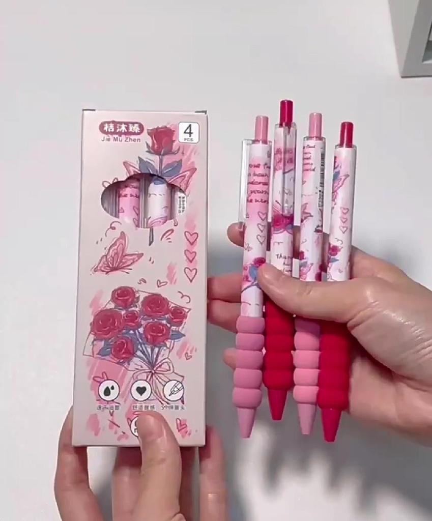 4 шт. Гелевые ручки-автоматы «Бабочка» с плавным письмом и удобным захватом 0,5 мм, черные чернила, офисные канцелярские товары для письма