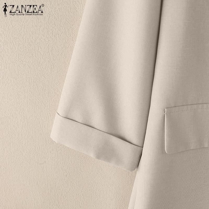 ZANZEA Женский повседневный тонкий кардиган с зазубренными лацканами и длинным рукавом