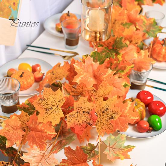 6.5Ft Fall Maple Leaf Garland Artificial Autumn Leaf Hanging Vine Decoration Realistic Thanksgiving Foliage Decor for Home Wedding Garden Office