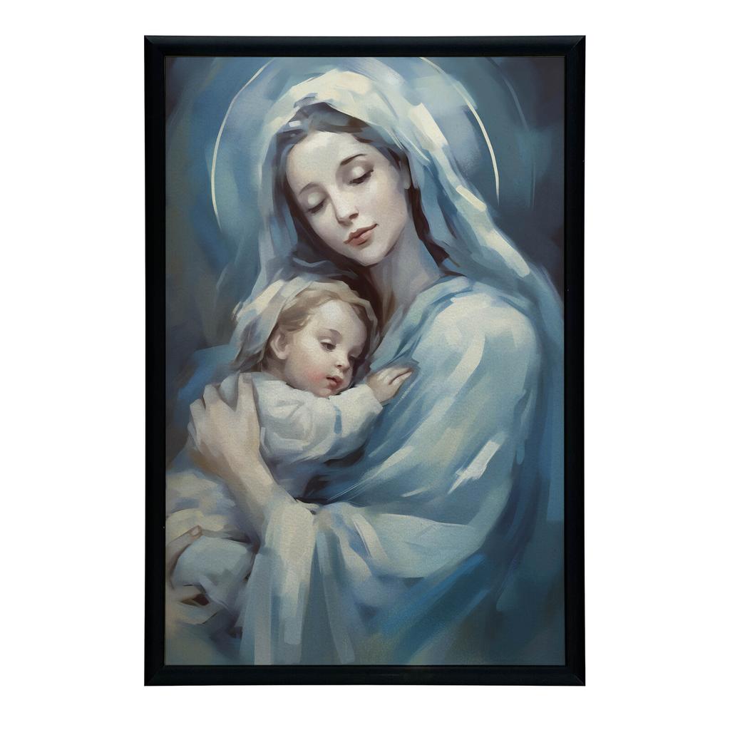 Harmonia Niebieskiej Miłości: Maryja Z Jezusem Harmonia Niebieskiej Miłości: Maryja Z Jezusem, 30X40 Cm, Rama Aluminiowa Czarna, Papier Matowy 230 Gsm