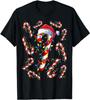 Men's Summer Red and White Candy Cane Santa Christmas Funny Xmas Lights Casual Everyday T-Shirt 04195