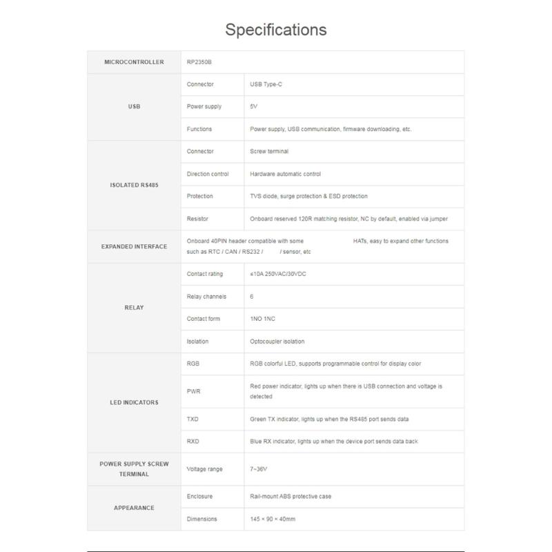 Rail Mount ABS Housing 6 Channel Relays Module Control Onboard for RS485 Interfaces Type C Port Industrial Module