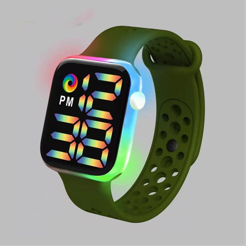 Trendy Unisex Square Luminous Electronic Wristwatch New Digital Sports Student Watch LED Watch Waterproof Man Woman Y1 Cool Rainbow