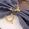 6Pcs Gold/Silver Elk Head Napkin Holder Reusable Napkin Buckle Christmas Deer Napkin Ring Dinner