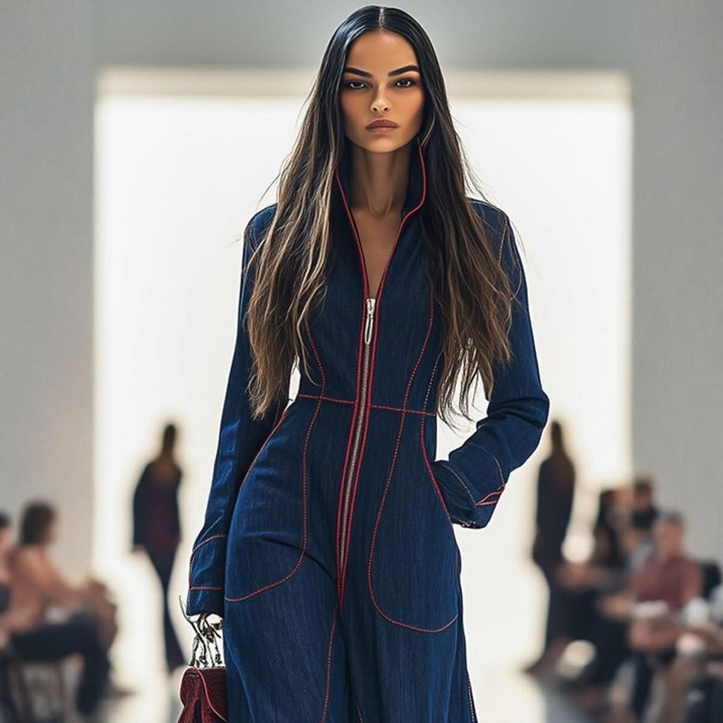 Женский облегающий повседневный комбинезон однотонной расцветки с большим карманом