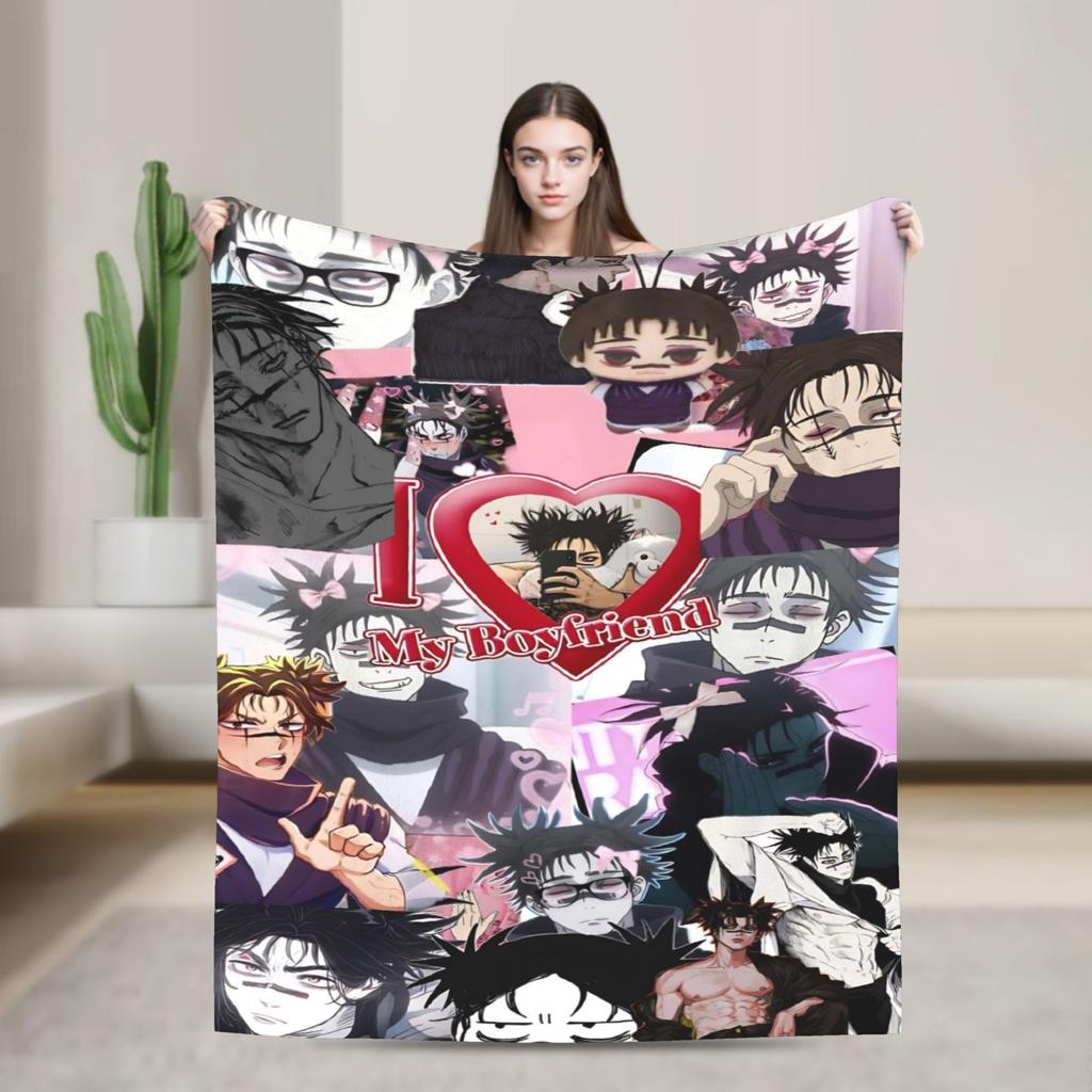 Choso Blanket Cover Flannel Kaisens Anime Lightweight Thin Throw Blanket for Car Sofa Couch Bed Rug