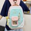 New Trendy Large-capacity Schoolbag Female Junior High School College Student Campus Contrasting Color Small Fresh Backpack Travel Backpack