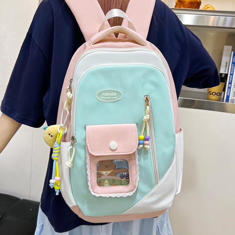 Новый модный школьный рюкзак большой вместимости для старшеклассниц и студенток колледжа, кампус, контрастный цвет, маленький свежий рюкзак для путешествий