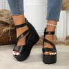Fashion Women's Platform Wedge Sandals 2025 Summer Fashion Casual Comfortable Ladies Heeled Sandals Walking Shoes for Women High Heels