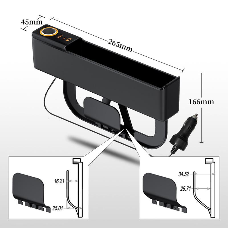 Заполнитель зазоров в автомобильном сиденье Органайзер зазоров в автомобиле Многофункциональный органайзер зазоров в автомобиле Ящик для хранения с портом зарядки