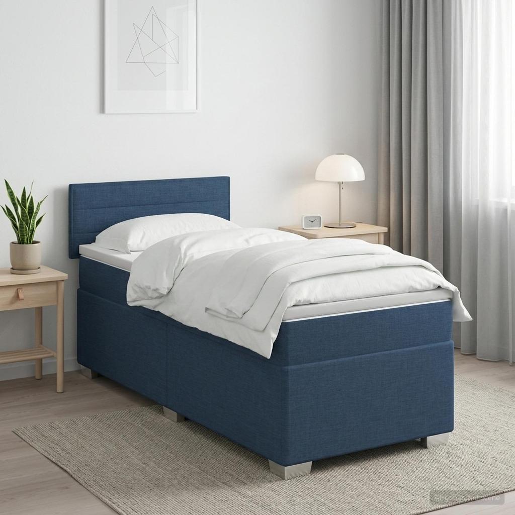 Box Spring Bed with Mattress and LED Cream 80 x 200 cm Fabric